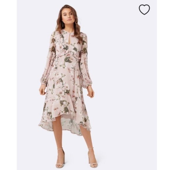 Ever New May Trim Insert Floral Print High Low Midi Dress Pink Wildflower NWT 4 - Picture 8 of 10